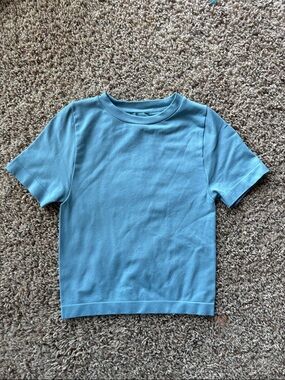 a new day Sky Blue Cropped Knit Tee
